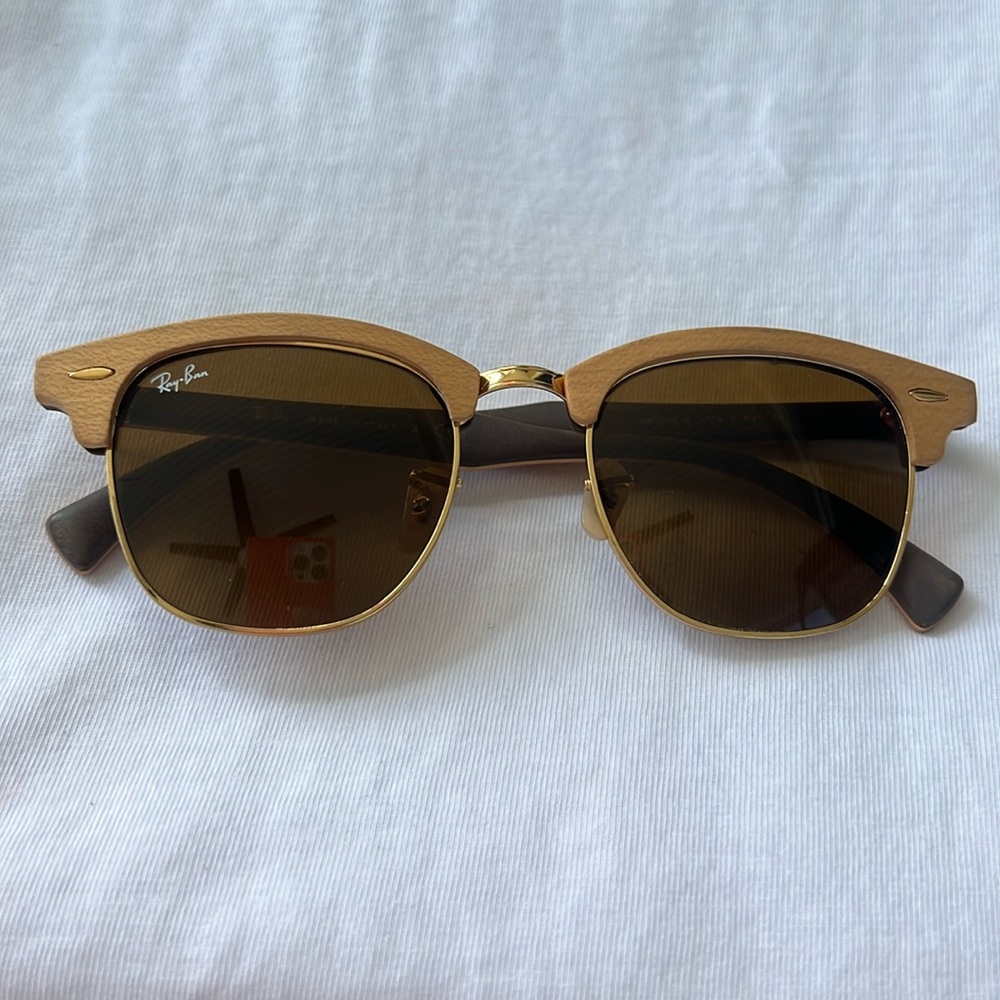Authentic Raybans- Blonde wood/gold